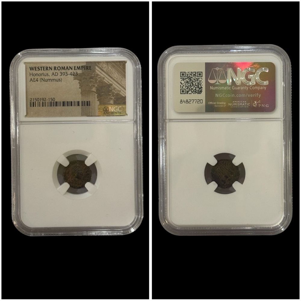 NGC ANCIENTS WESTERN ROMAN EMPIRE ANCIENT COIN Honorius‎ AD 393-423 AE4 (NUMMUS)